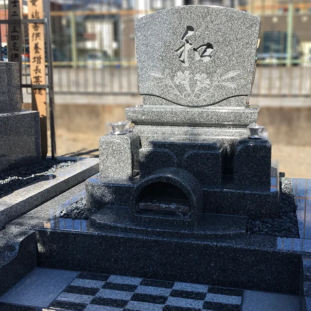京都府長岡京市のお墓施工例（インド産アーバングレー）