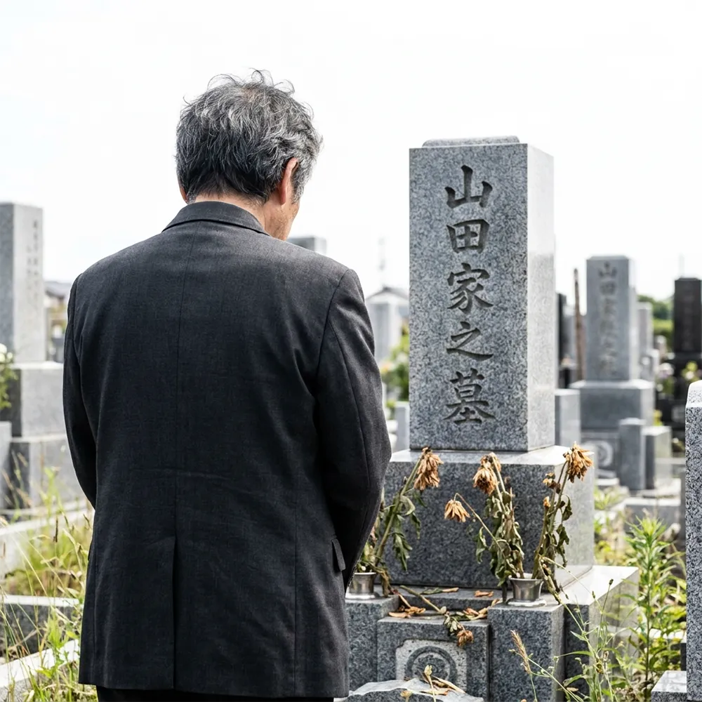 雑草が生えたお墓