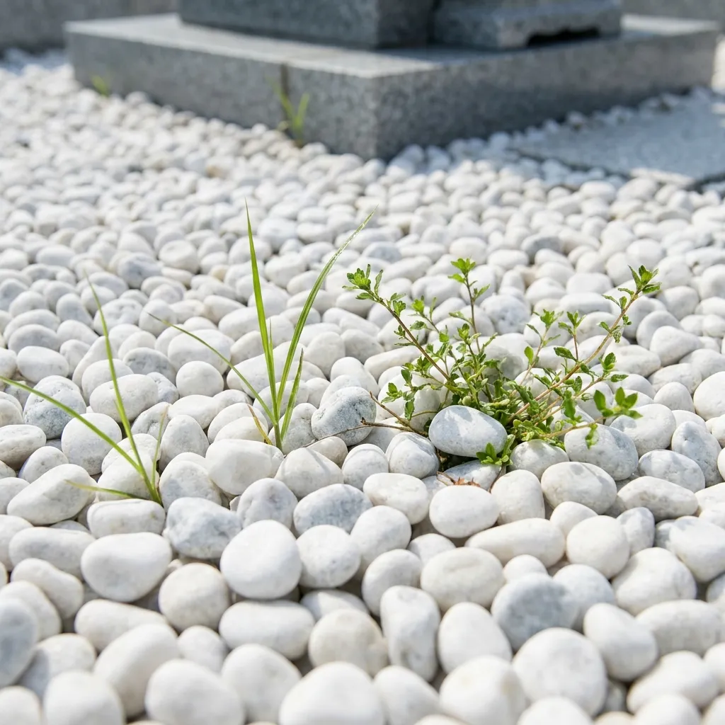 お墓の玉砂利と雑草